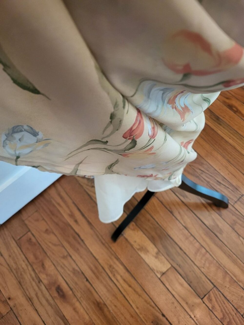 Cricket Lane Vintage 90s Beige Floral Sheer Maxi Skirt Elastic 3X Cottage Fairy - Picture 5 of 8